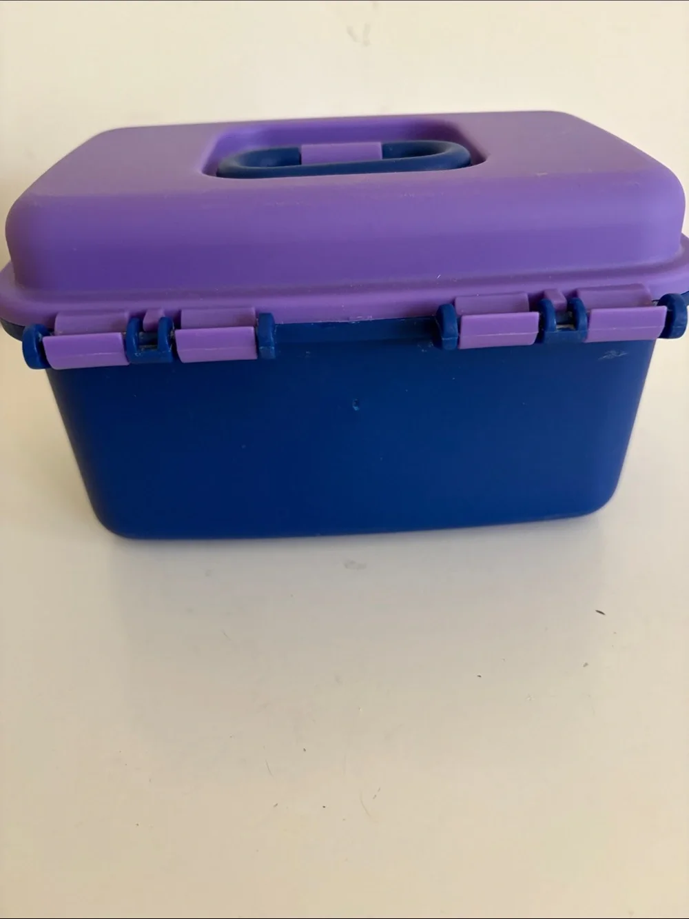 Purple and Blue Plastic Jewelry Box with Heart Latch